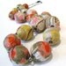 LINEN Necklace Beaded Jewelry Green,yellow,pink and cream