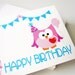 owl birthday card , Pink owl Birthday card