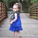 Custom Boutique Girls Royal Blue Shirred Top Dress