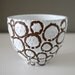 Circles and Raindrops Carved Stoneware Bowl / Brown and White Circles / "PÖL"