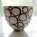 Circles and Raindrops Carved Stoneware Bowl / Brown and White Circles / "PÖL"