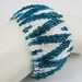 Bowed Hearts in White and Zircon Blue Peyote Cuff (2580) - A Sand Fibers Creation