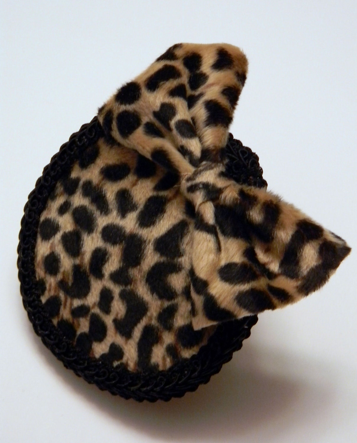 Faux Fur Leopard Fascinator Hat