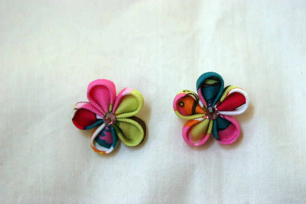 Pink whimsy kanzashi earrings