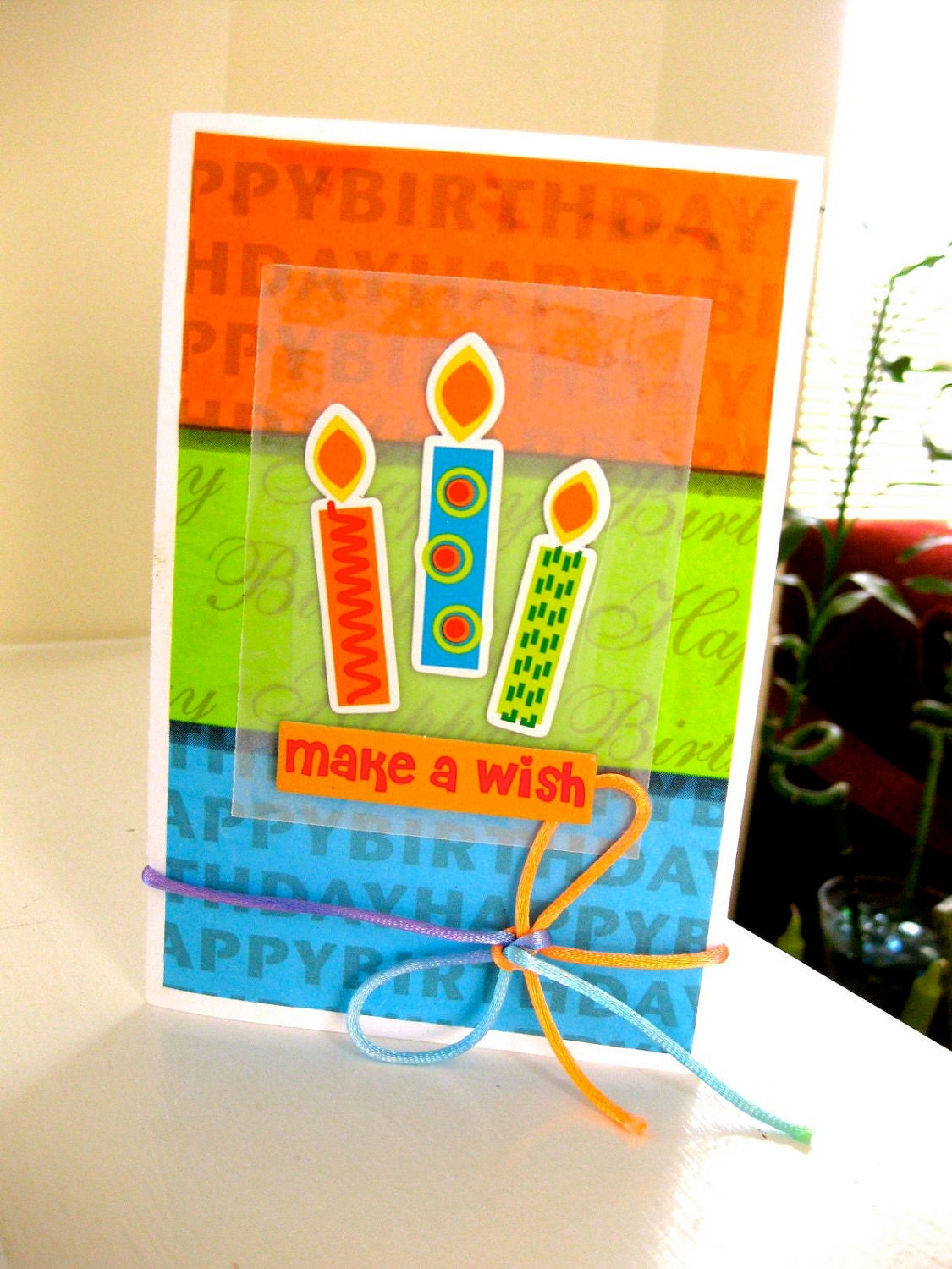 Bright candles birthday make a wish card