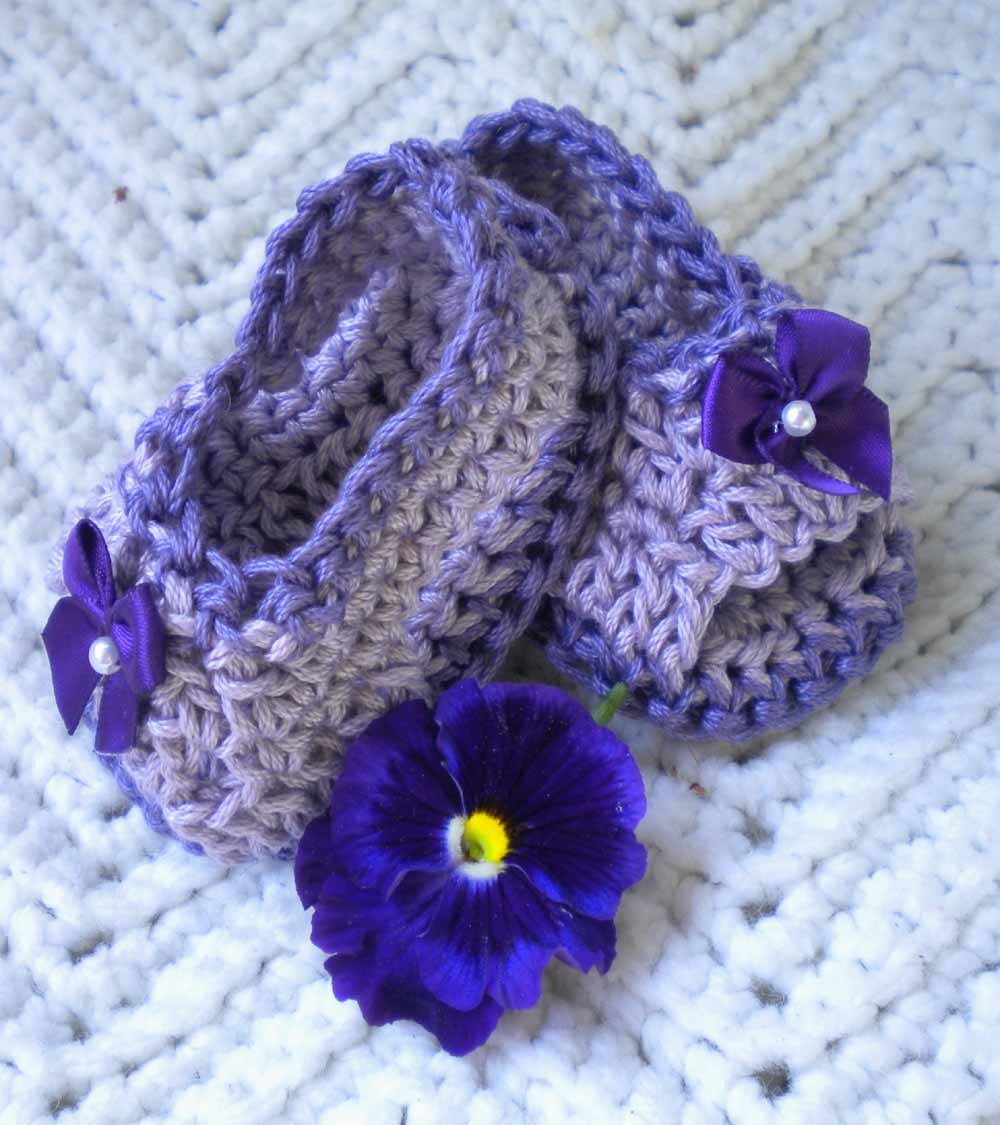 Crocheted Violet Plum Sandals 0 3 mo.