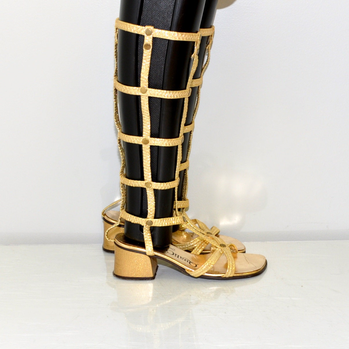 Vintage 60s Lancelot Golden Gladiator GoGo Boots / size 6.5