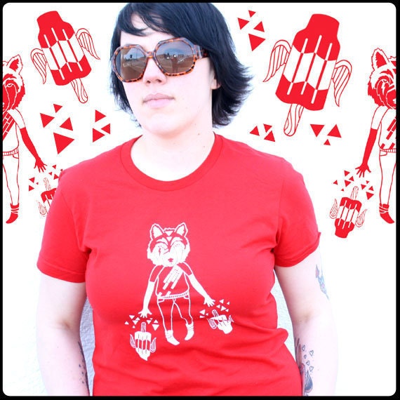 Wolf Popsicle Tee - women's size Medium