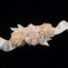 Tracy Bridal Sash Floral Wedding Belt Ivory Cream Flowers and Leaves for Bride or Bridesmaids