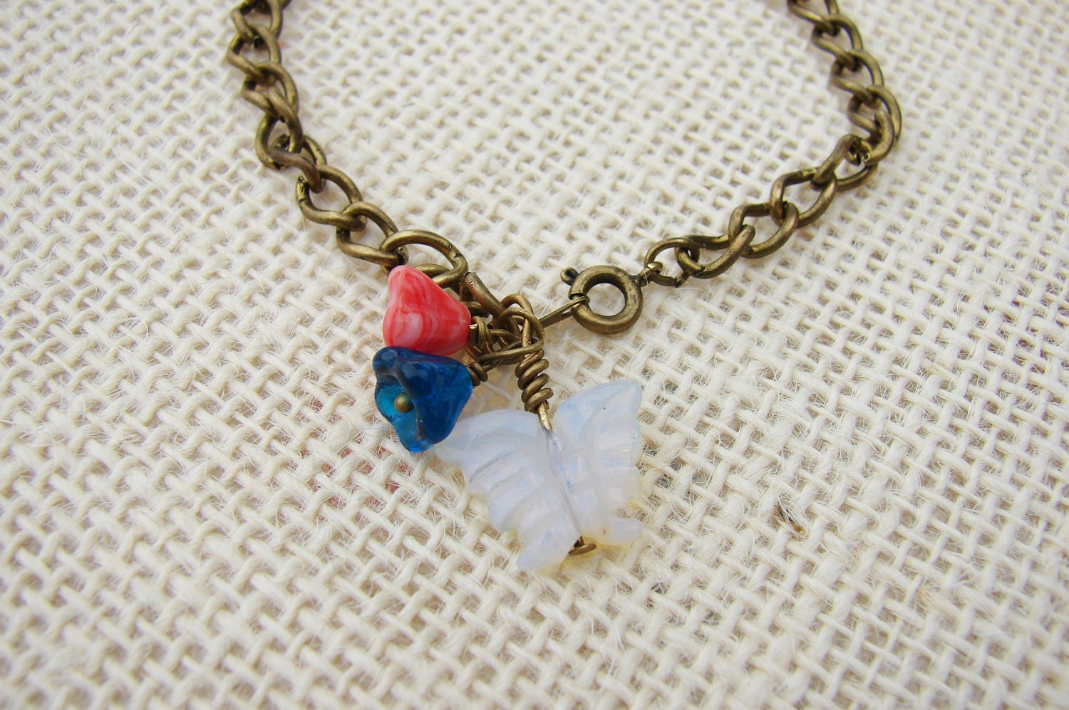 Red White and Blue Vintage Inspired Garden Charm Bracelet
