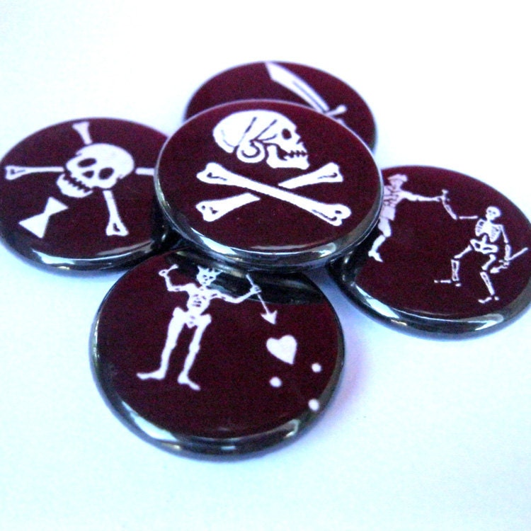 Pirate Flag Pins - Set of 5
