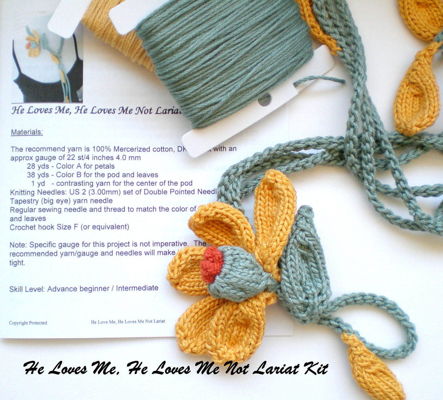 Daisy Lariat Knitting Kit - Pick your Choice of Colors