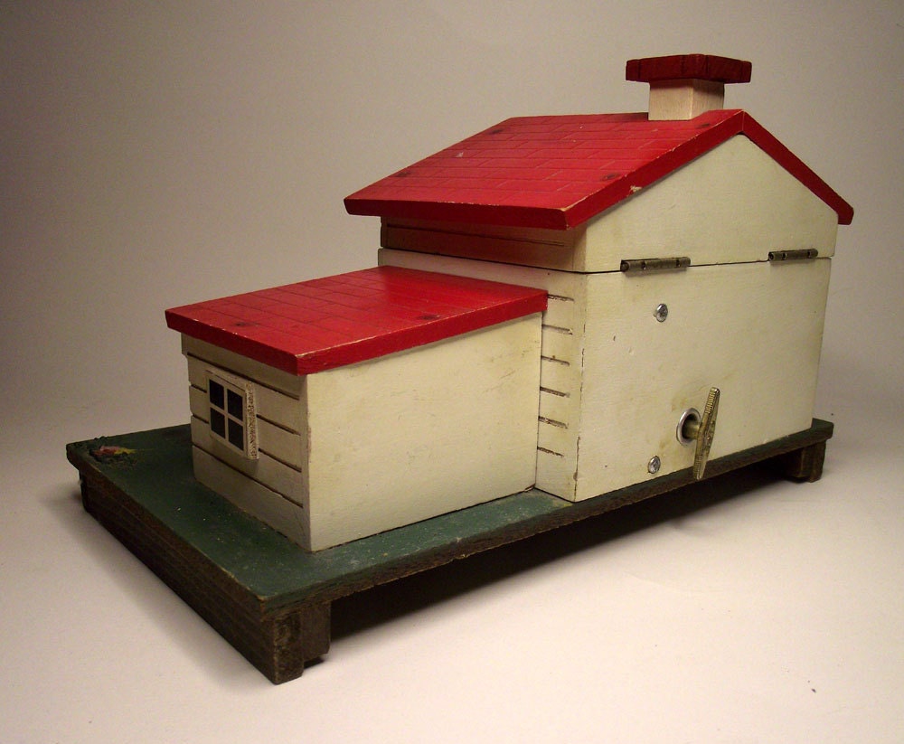 Wooden Cottage Music Jewelry Box with Dancing Ballerina