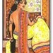 India, Goddess, Woman, Princess, Beautiful - Bharat - Painting, Art Print Mounted on Wood Block