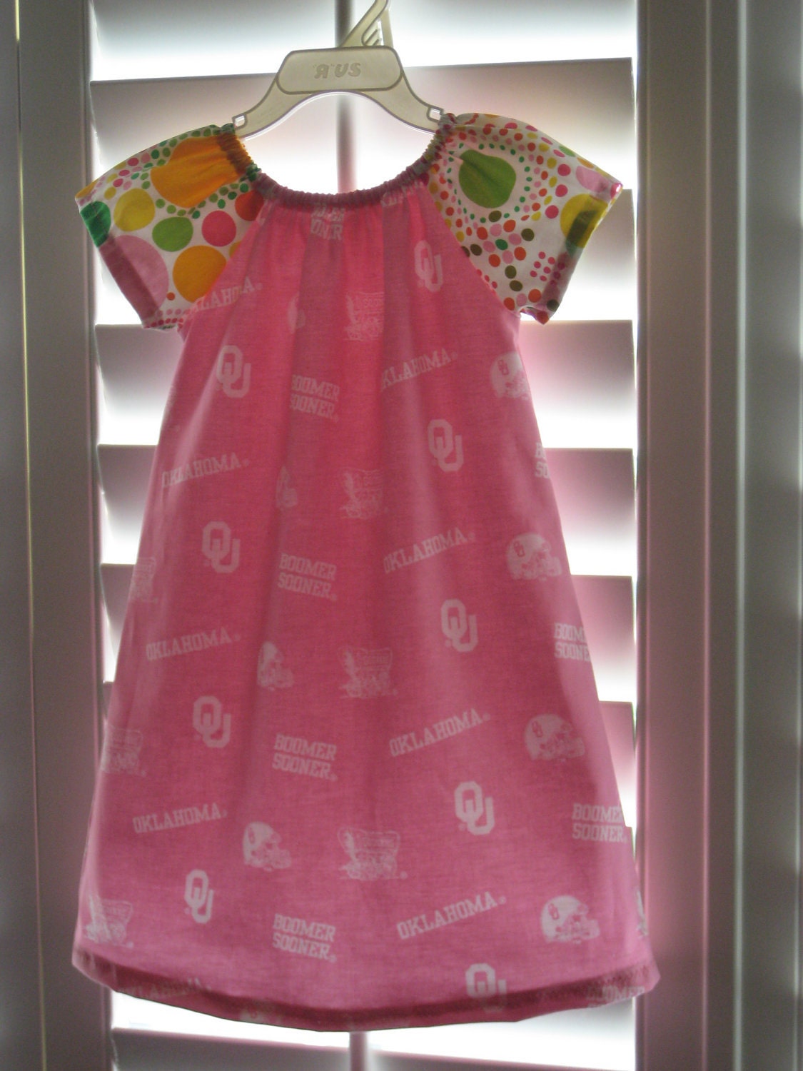 OU Boomer Sooner Pink Flutter Dress Sizes 2T, 3T, 4T, 5, 6 & 7 Made to Order Team Spirit Football