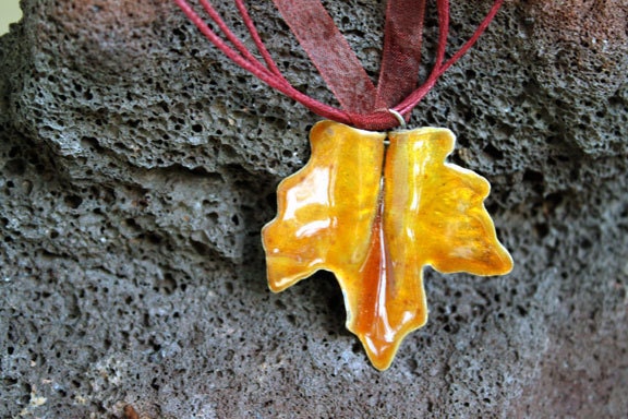 Fine Silver Enameled Maple Leaf