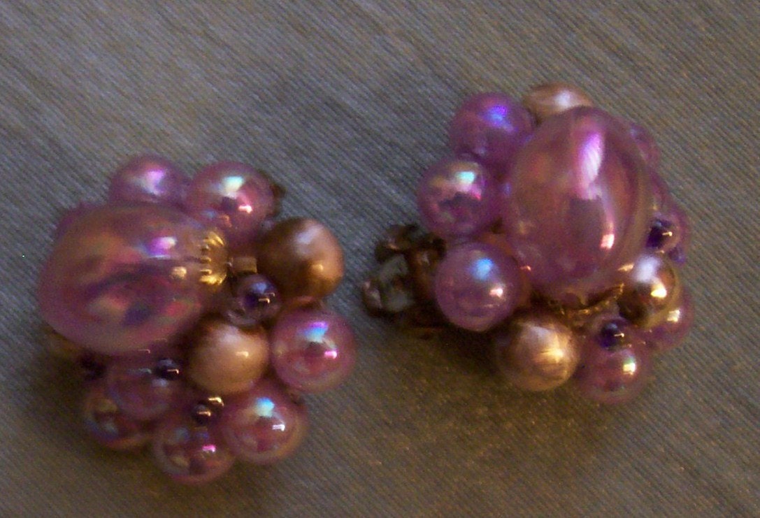 Pretty Pink Iridescent Clip Earrings