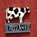 Hand painted wood cow signs.  Choice between "milk 5 cents" or "Welcome"