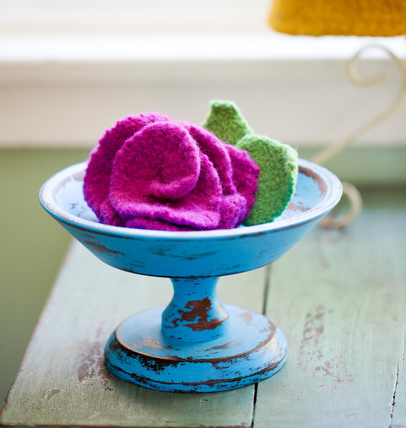 Felted Knit Rose Brooch