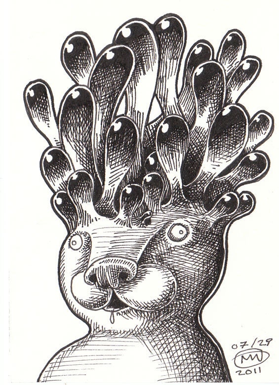 Pen and Ink ACEO Original - Fungiloid.