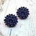 Dark Purple Flower Post Earrings