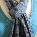 Handwoven Navy and Silver Checkered Scarf - Daw