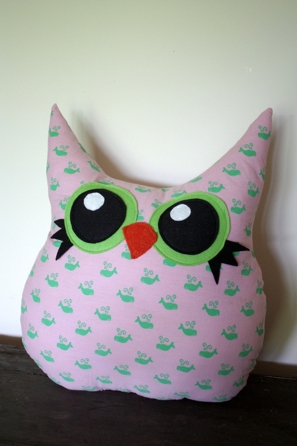 large stuffed owl pillow, eco friendly, handmade
