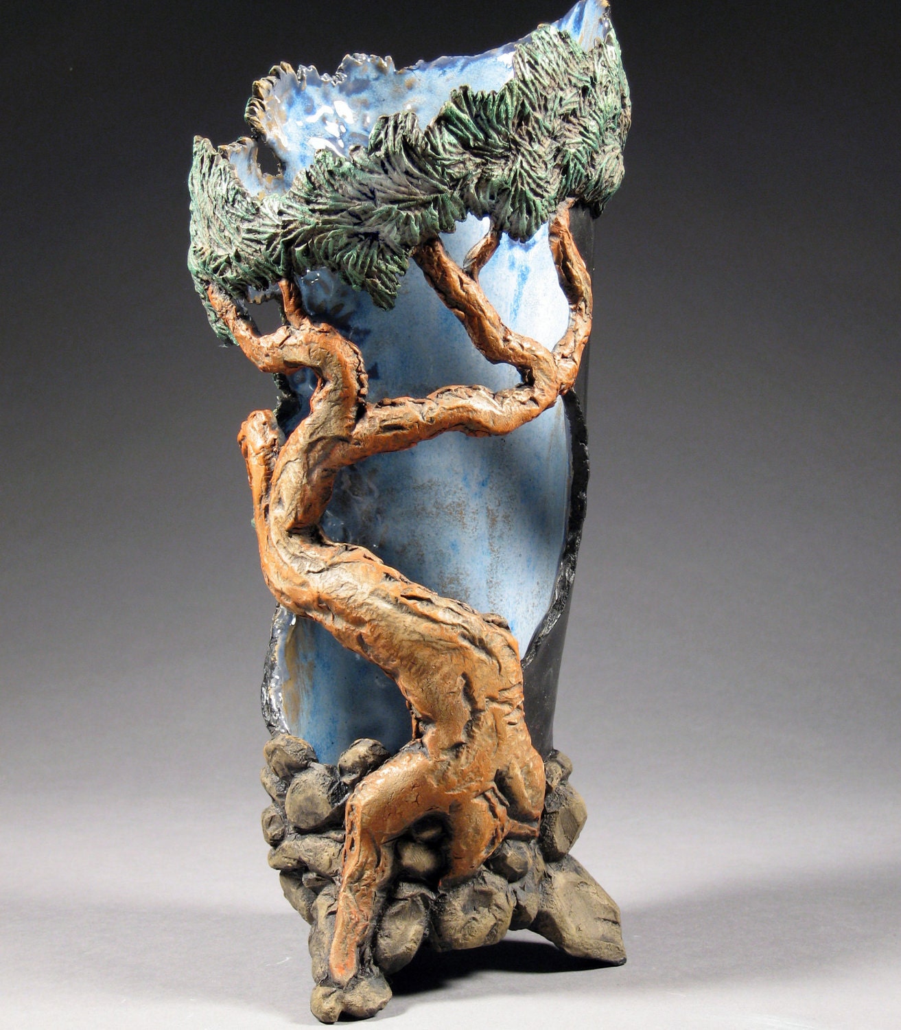 Blue Bonsai Vase 1 July 11