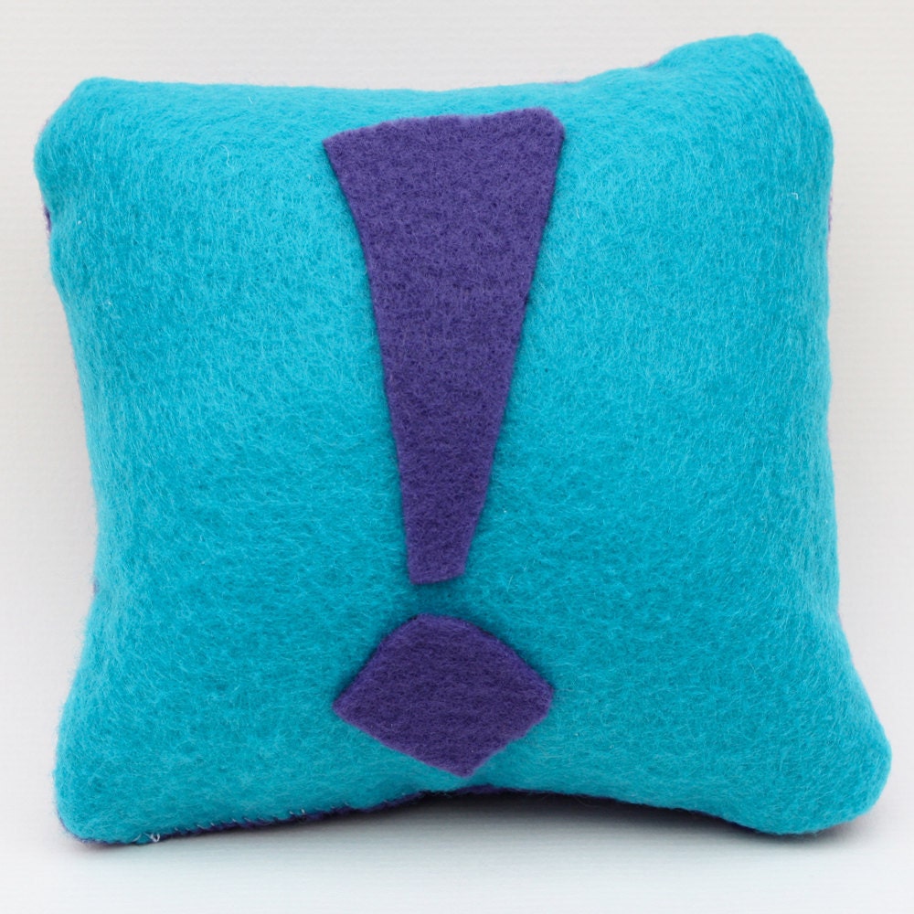 Teal and Purple "Exclamation Point" Pillow