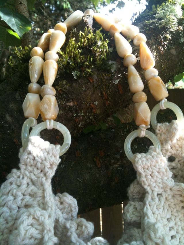 Creme Cotton Crochet Hobo Purse- The Maya