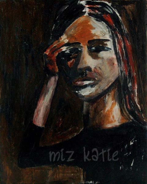 What a Headache - Dark Original Acrylic Portrait Painting
