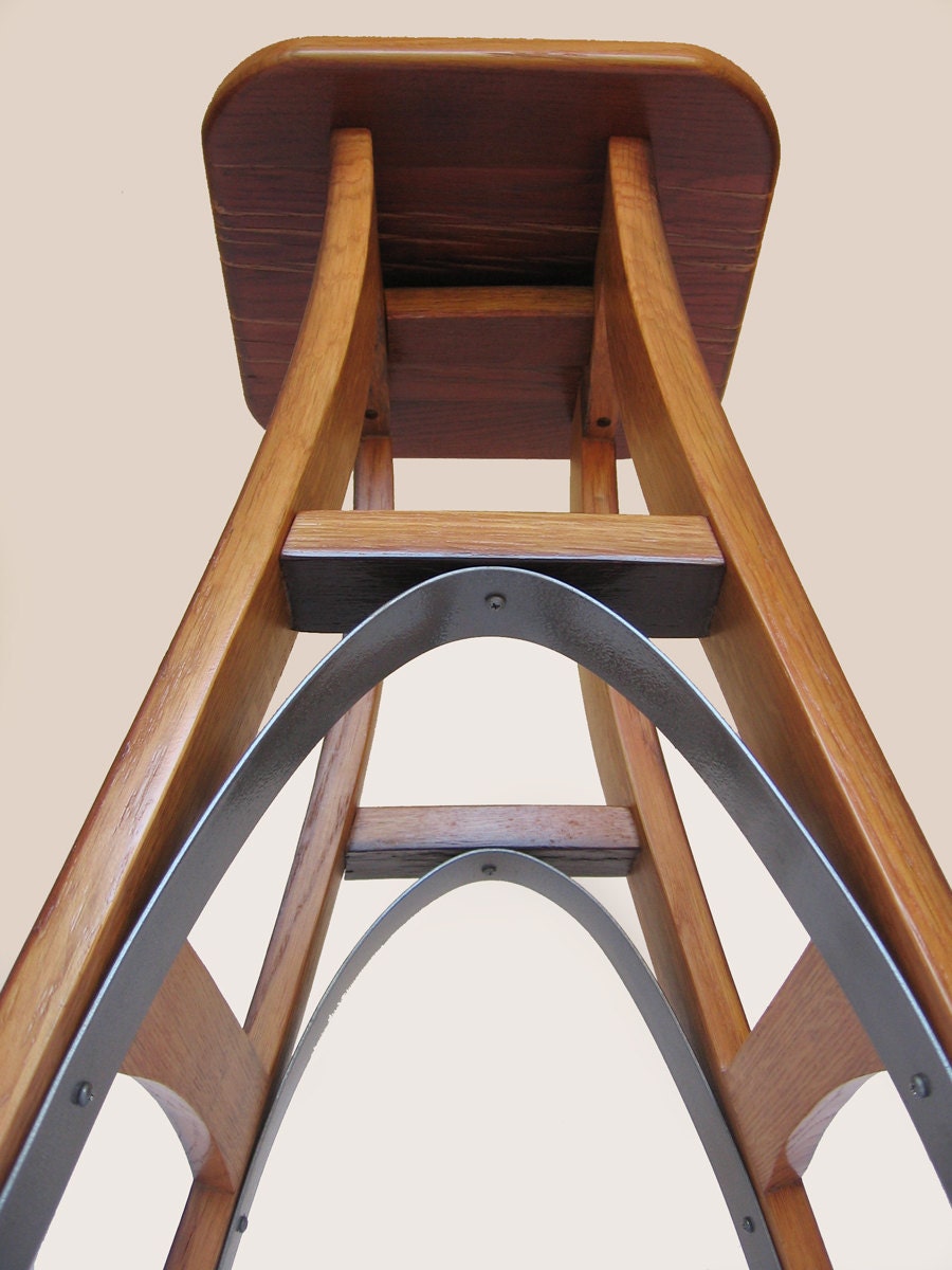 Eiffel, barstool recycled oak wine barrel high stool