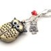 Mixed Metal Owl Clock Keychain