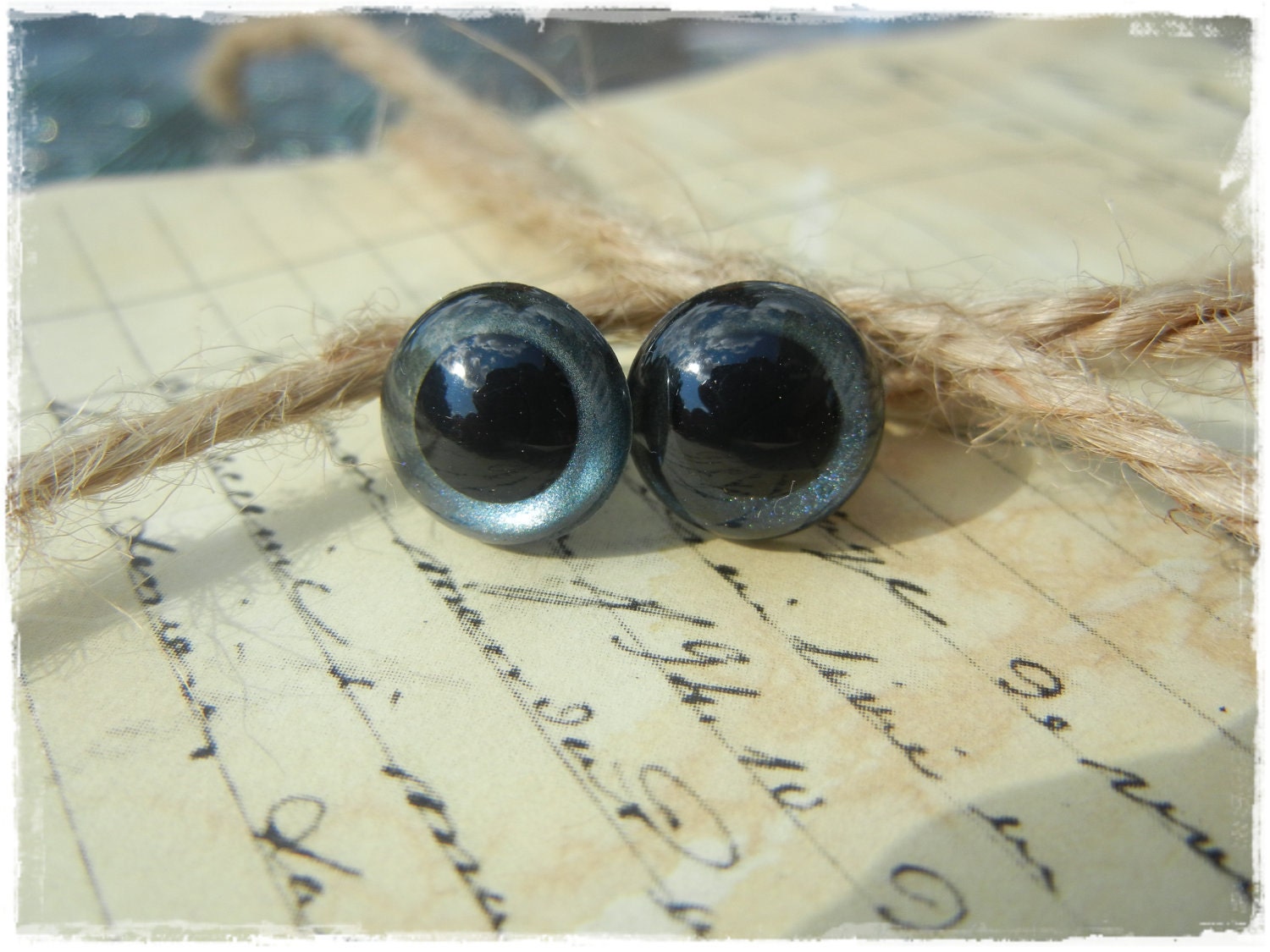 12mm Denim Blue Pearl Animal Safety Eyes for Plush Stuffed Animals 10 Pieces