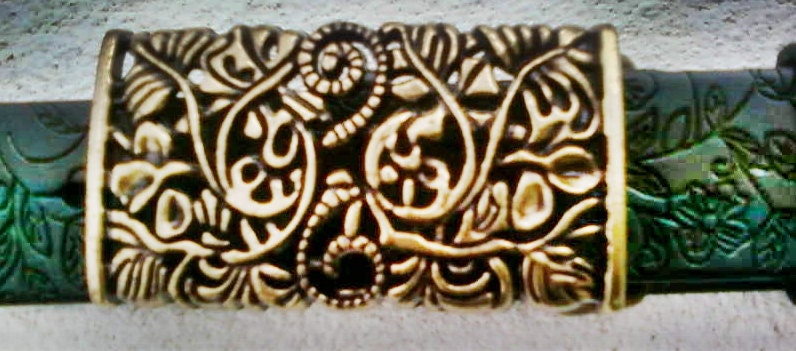 SALE dark green carved leather womans belt with brass buckle by g2p