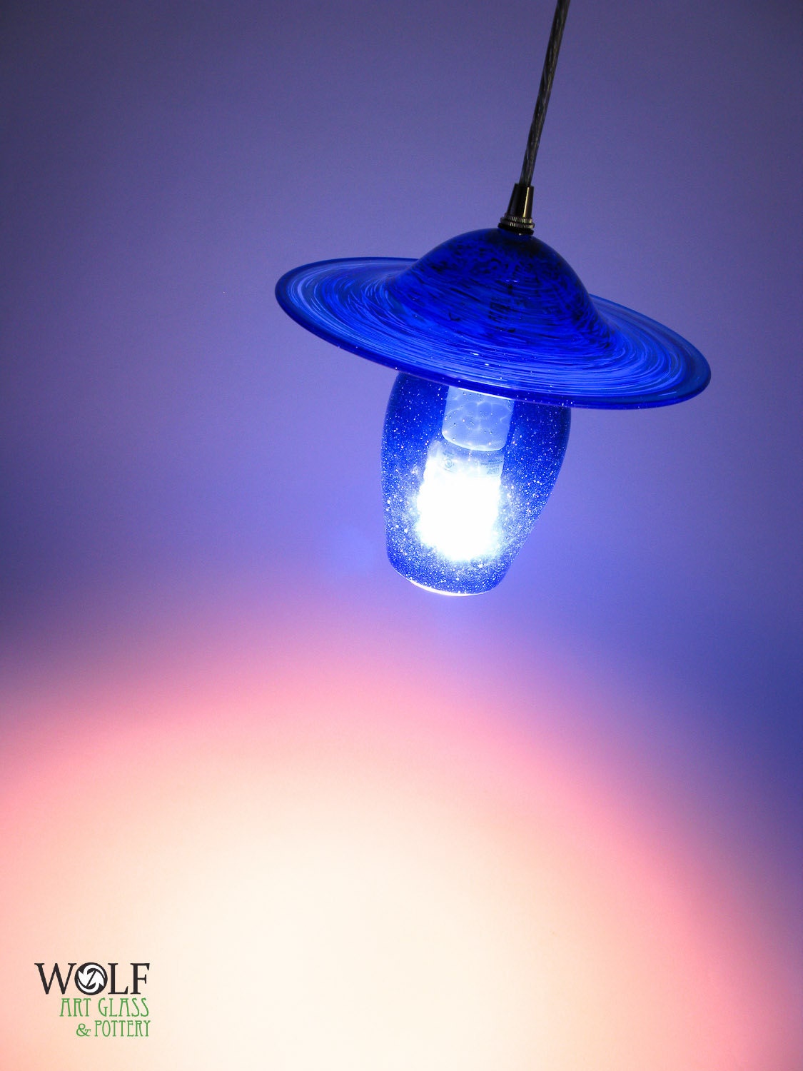 Blown Glass Lighting Pendant Light Sapphire Blue Bell and Hat Hanging Pendant Lamp Blown Glass Lighting Pendant Light Sapphire Blue Bell and Hat Hanging Pendant Lamp