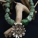 Chunky Green Tree Agate Necklace Choker Collar Bold Agate Nuggets Hill Tribe Silver Flower FavoriteBlings Original