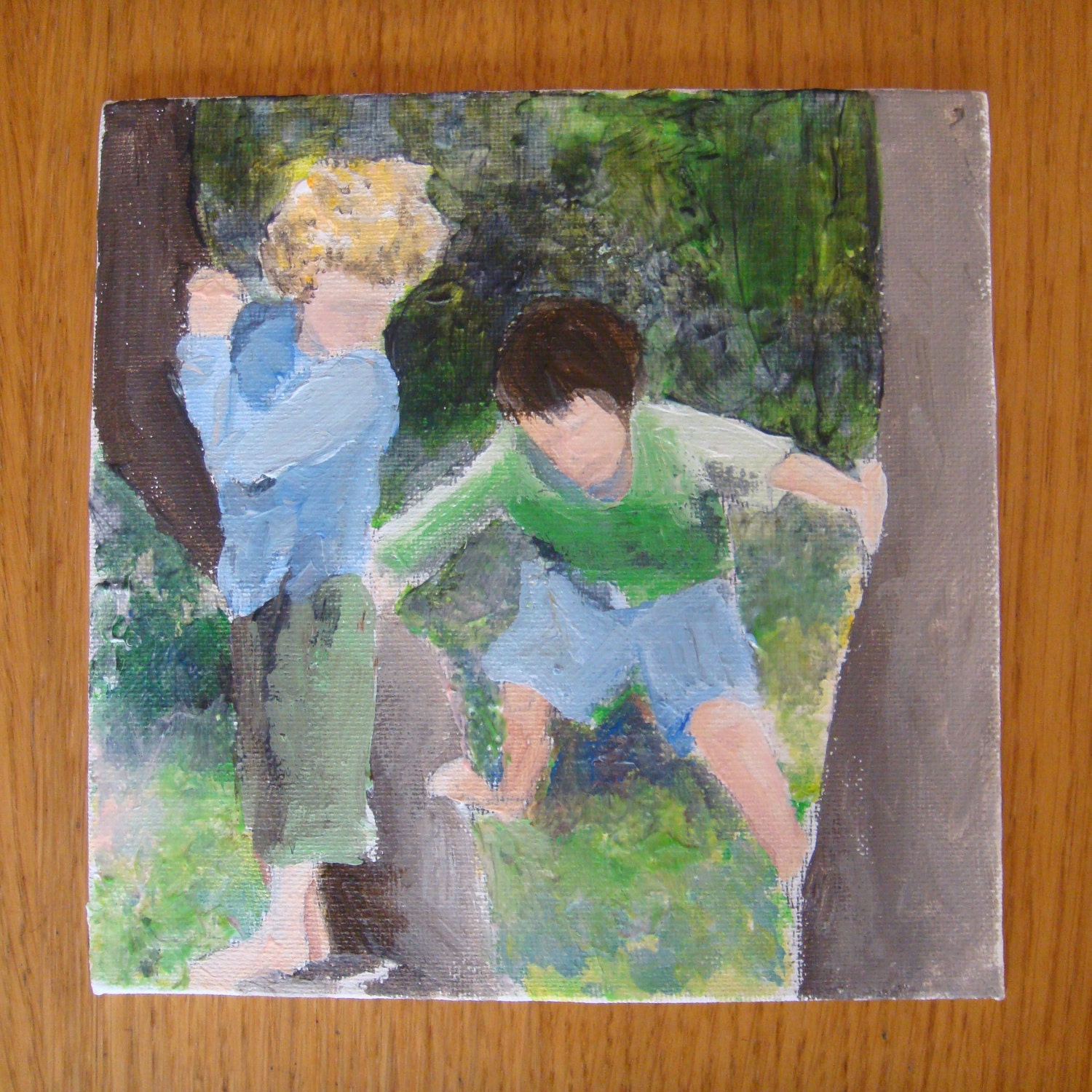 Boys Climb Acrylic Painting