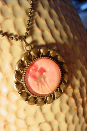 Photo necklace, flower pendant "A simple note"