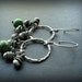 Handmade Earrings - Beaded Sterling Silver and Aqua Terra Rustic Textured Fringed Circle Hoops - California
