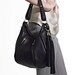 Black Leather bag purse - OPELLE  Ballet Bag - Soft Pebbled Leather w Zipper Pockets