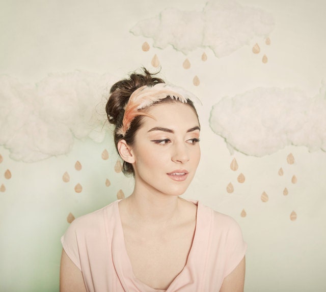 Ombre blush feather headband