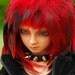 Hot Red Feather Wig for BJD