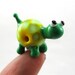 Green and Yellow Turtle Lampworked Glass Figurine Bead