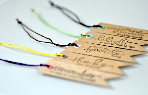 Kraft Paper Tags with Wax Cotton Cord x 10
