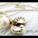 14kt Gold Filled Hand Stamped Necklace - Pearl - Two Small Cups  - Birthstone - Baby Shower - Wedding Gift - Best Friends - Mommy Necklace
