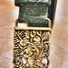 SALE dark green carved leather womans belt with brass buckle by g2p