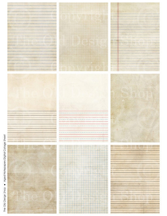 ATC Background Grunge Notepaper Tags Art Journal Cards Vintage Style Digital Collage Sheet Download No. 100