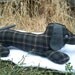 Plaid Plush Brown Dachshund -Oscar