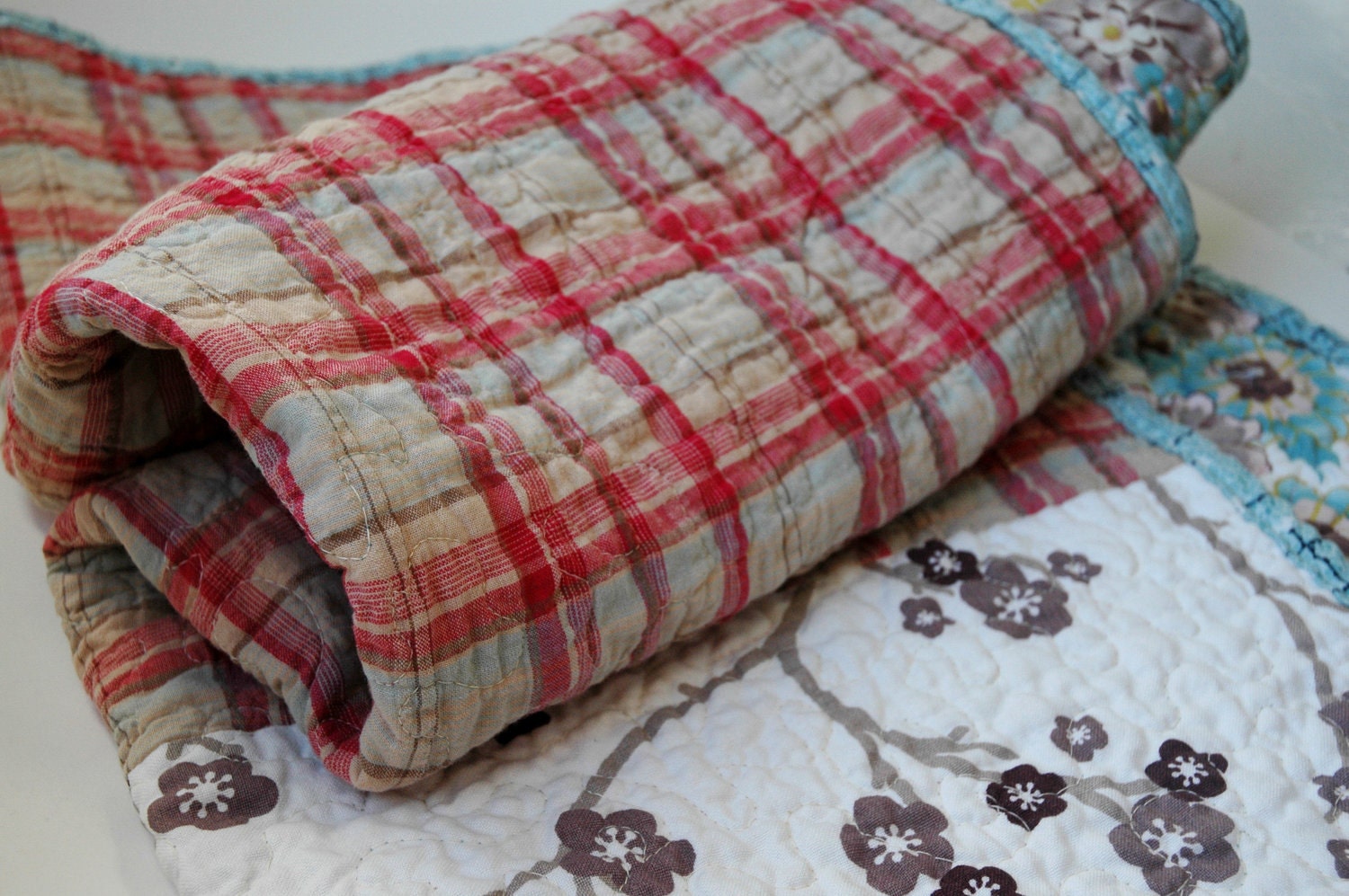 SimplyNina Nr.54 -  "Flowers & checks" - baby quilt